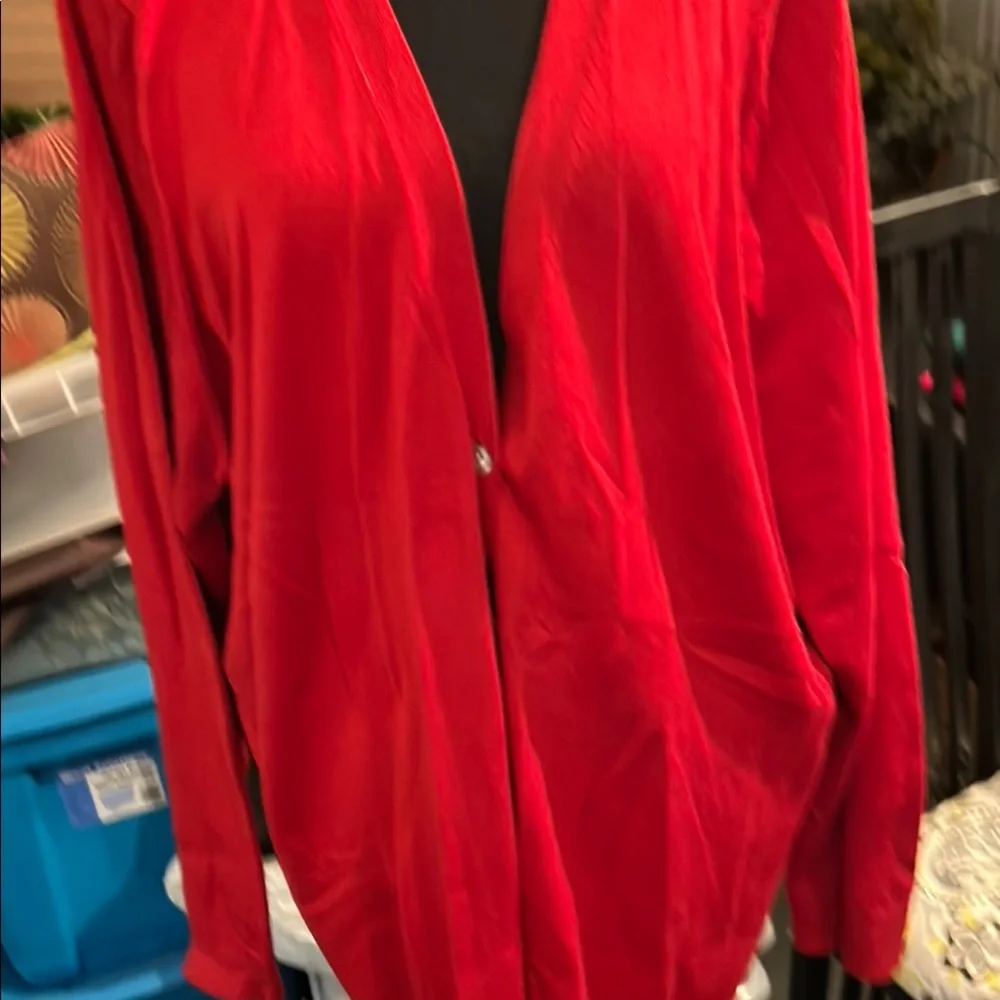 Lands' End Women's Red Cardigan - Picture 2 of 4